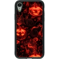 Coque iPhone XR - Silicone rigide noir Halloween 2026 Pattern Halloween