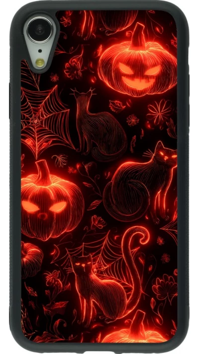 Coque iPhone XR - Silicone rigide noir Halloween 2026 Pattern Halloween