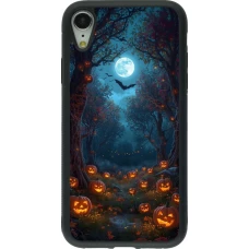 Coque iPhone XR - Silicone rigide noir Halloween 2026 Road of Pumpkins