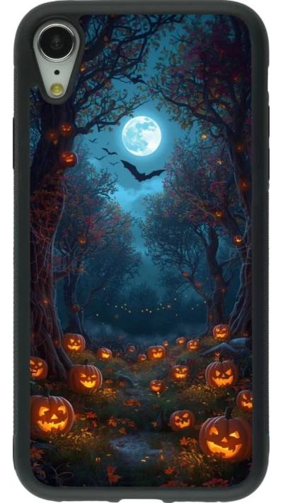Coque iPhone XR - Silicone rigide noir Halloween 2026 Road of Pumpkins