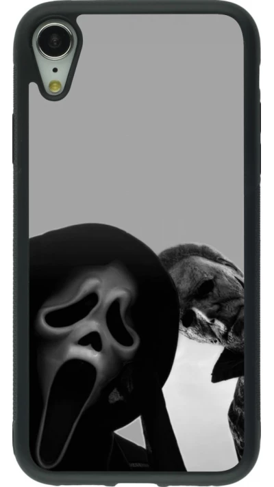 Coque iPhone XR - Silicone rigide noir Halloween 2026 Scream and Michael Myers