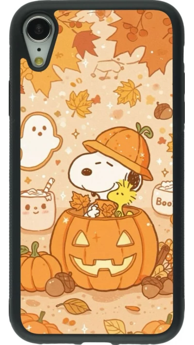 Coque iPhone XR - Silicone rigide noir Halloween 2026 Snoopy Halloween