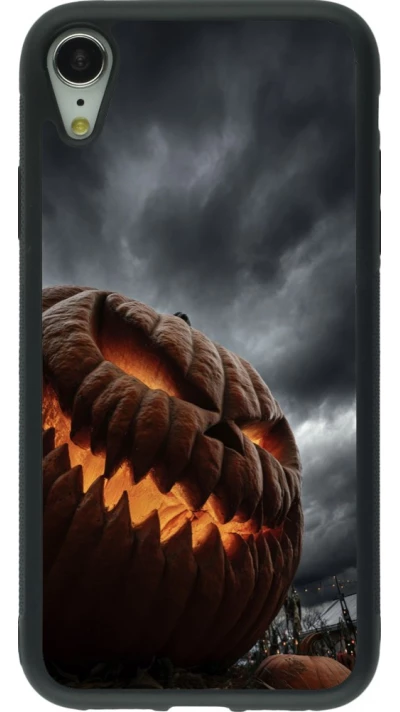 Coque iPhone XR - Silicone rigide noir Halloween 2026 The Wicked Pumpkin