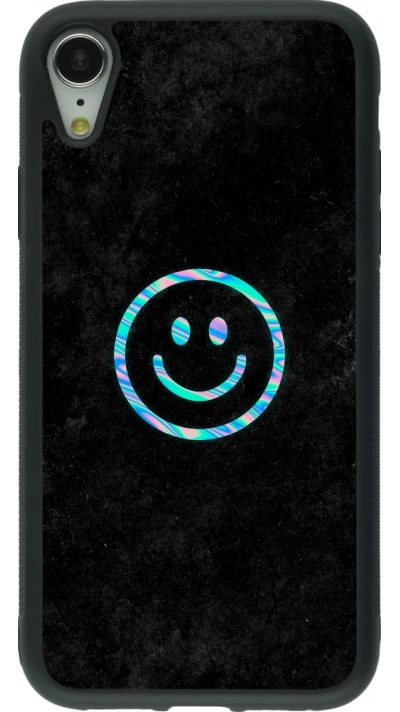 iPhone XR Case Hülle - Silikon schwarz Happy smiley irisirt