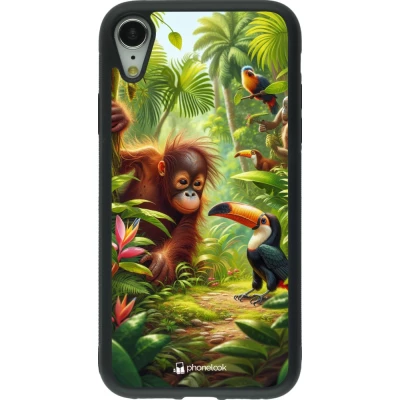 iPhone XR Case Hülle - Silikon schwarz Tropischer Dschungel Tayrona