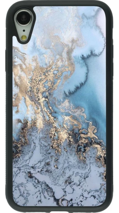 Coque iPhone XR - Silicone rigide noir Marble 04