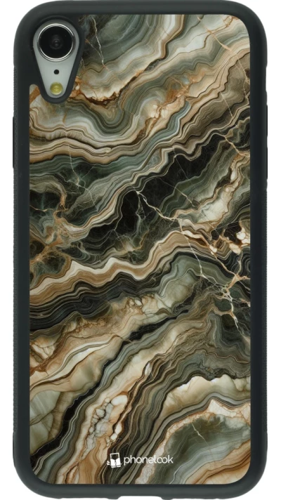 iPhone XR Case Hülle - Silikon schwarz Oliv Marmor