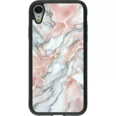 iPhone XR Case Hülle - Silikon schwarz Rosa Leuchtender Marmor