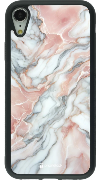 iPhone XR Case Hülle - Silikon schwarz Rosa Leuchtender Marmor