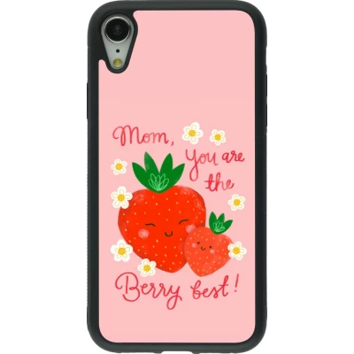Coque iPhone XR - Silicone rigide noir Mom 2026 Berry best