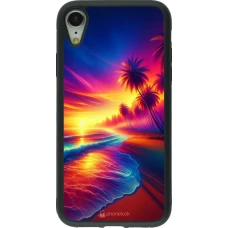 iPhone XR Case Hülle - Silikon schwarz Strand Sonnenuntergang auffällig