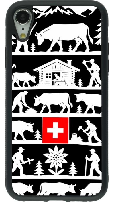 Coque iPhone XR - Silicone rigide noir Poya Suisse 1 noir