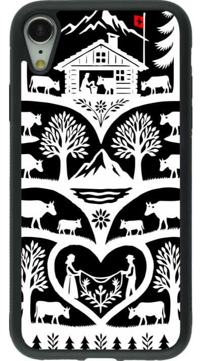 Coque iPhone XR - Silicone rigide noir Poya Suisse 2 noir