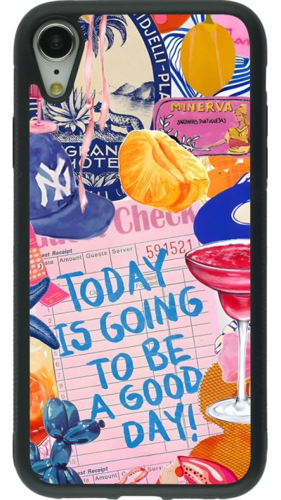 Coque iPhone XR - Silicone rigide noir Preppy Today is Going to be a good day