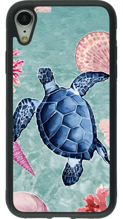 Coque iPhone XR - Silicone rigide noir Preppy Turtle