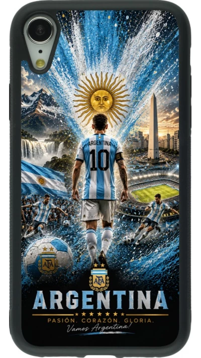 iPhone XR Case Hülle - Silikon schwarz Fussball Argentinien splash 2026