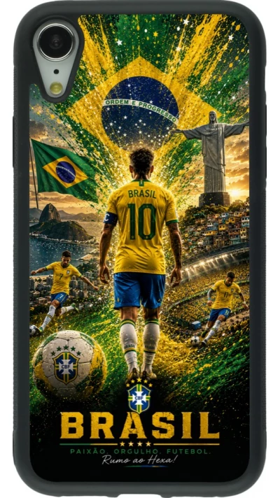 iPhone XR Case Hülle - Silikon schwarz Fussball Brasilien splash 2026