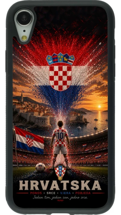 iPhone XR Case Hülle - Silikon schwarz Fussball Kroatien splash 2026