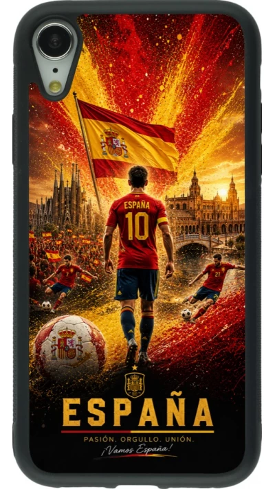 iPhone XR Case Hülle - Silikon schwarz Fussball Espanien splash 2026