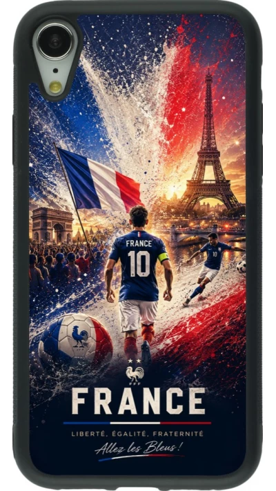 iPhone XR Case Hülle - Silikon schwarz Fussball Frankreich splash 2026