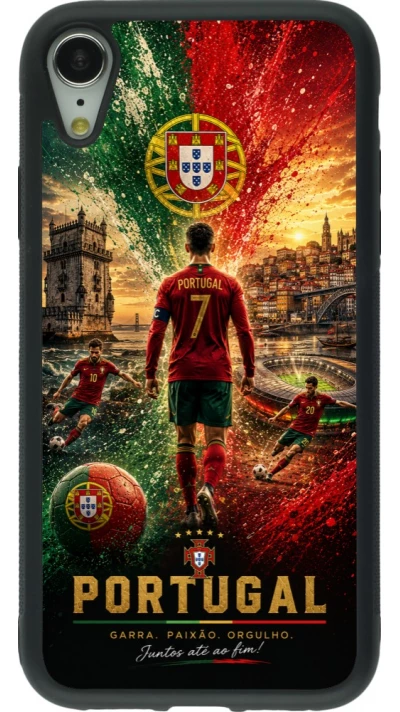 iPhone XR Case Hülle - Silikon schwarz Fussball Portugal splash 2026