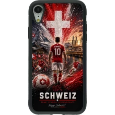 iPhone XR Case Hülle - Silikon schwarz Fussball Schweiz splash 2026