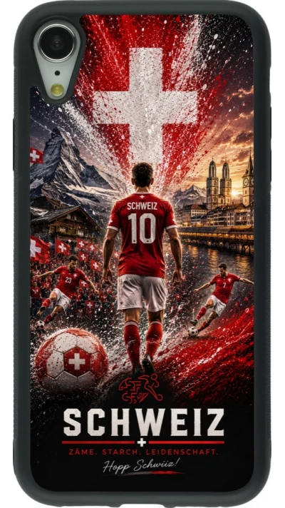 iPhone XR Case Hülle - Silikon schwarz Fussball Schweiz splash 2026