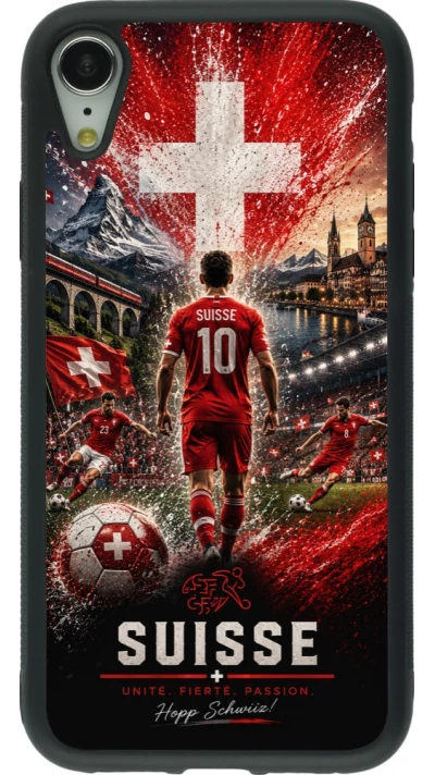 iPhone XR Case Hülle - Silikon schwarz Fussball Suisse splash 2026