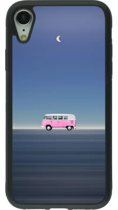 Coque iPhone XR - Silicone rigide noir Spring 23 pink bus