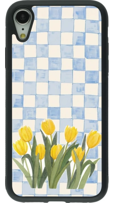iPhone XR Case Hülle - Silikon schwarz Blue vichy tulips Spring 2026