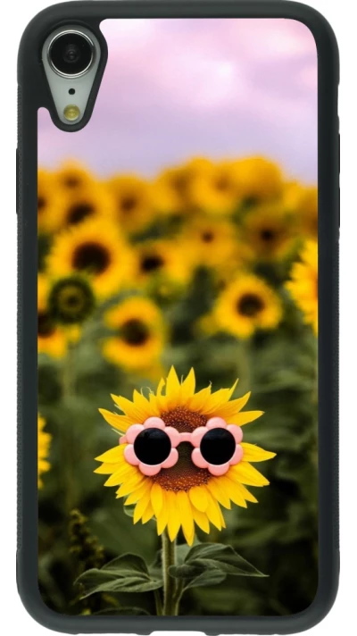 iPhone XR Case Hülle - Silikon schwarz Sunflower with glasses Spring 2026