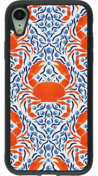 Coque iPhone XR - Silicone rigide noir Crabs and pearls Summer 2026