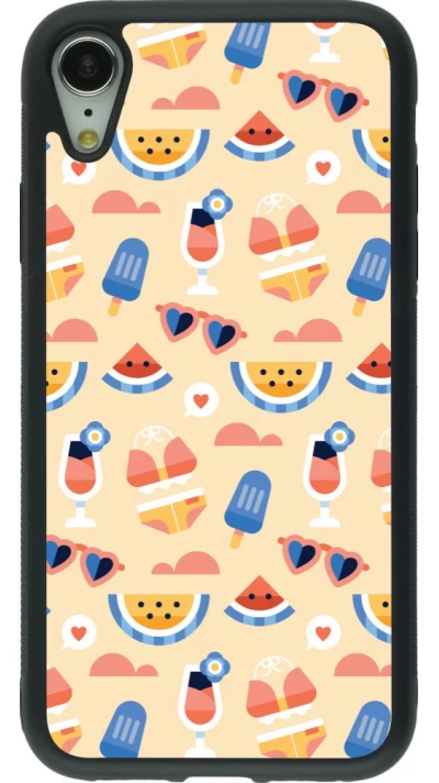 Coque iPhone XR - Silicone rigide noir Pattern Summer 2026