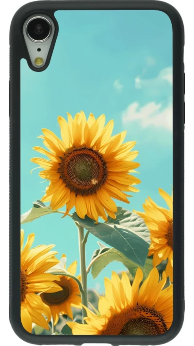 Coque iPhone XR - Silicone rigide noir Sunflowers Summer 2026
