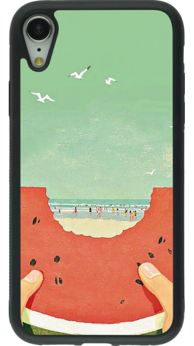 Coque iPhone XR - Silicone rigide noir Views through a watermelon Summer 2026