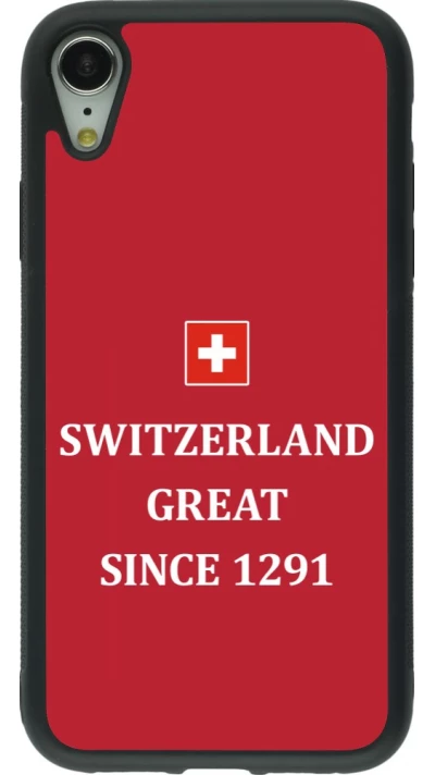 Coque iPhone XR - Silicone rigide noir Switzerland Great Since 1291