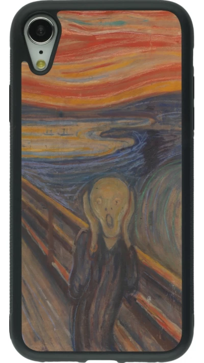 Coque iPhone XR - Silicone rigide noir Tableau art - Le Cri - Edvard Munch