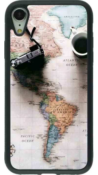 Coque iPhone XR - Silicone rigide noir Travel 01