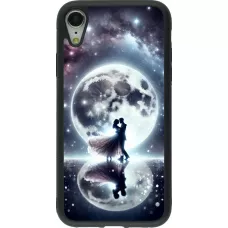 Coque iPhone XR - Silicone rigide noir Valentine 2024 Love under the moon