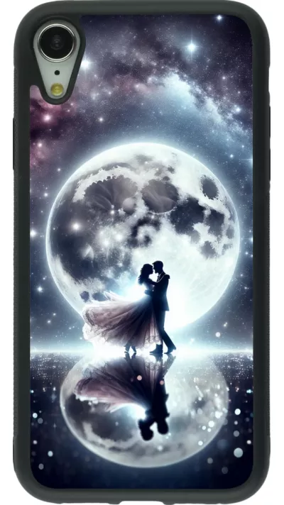 iPhone XR Case Hülle - Silikon schwarz Valentin 2024 Liebe unter dem Mond