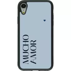 Coque iPhone XR - Silicone rigide noir Valentine 2024 mucho amor azul