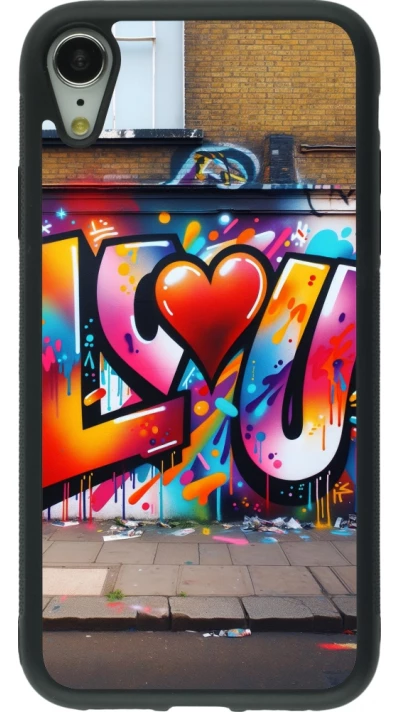 iPhone XR Case Hülle - Silikon schwarz Valentin 2025 Liebe U Tag