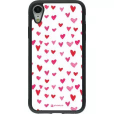 Hülle iPhone XR - Silikon schwarz Valentine 2022 Many pink hearts