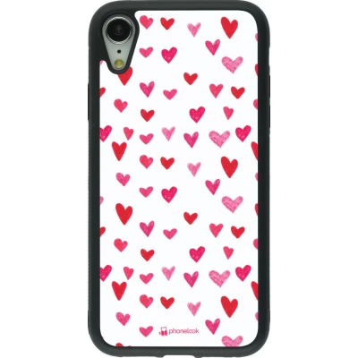 Hülle iPhone XR - Silikon schwarz Valentine 2022 Many pink hearts