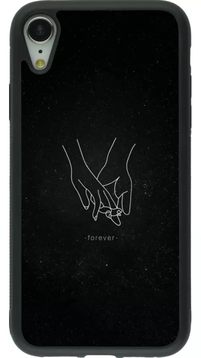 Coque iPhone XR - Silicone rigide noir Valentine 2023 hands forever
