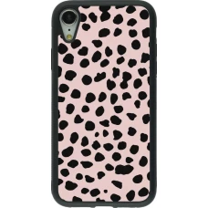 Coque iPhone XR - Silicone rigide noir Wild Leopard Pink