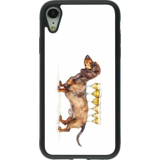 Coque iPhone XR - Silicone rigide noir Wine Teckel