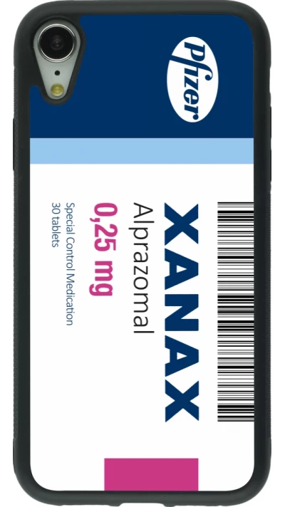 Coque iPhone XR - Silicone rigide noir Xanax Alprazolam 2025