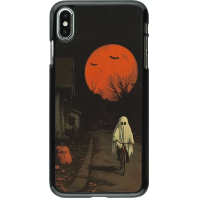 iPhone Xs Max Case Hülle - Halloween 2025 Ghost on a bicycle