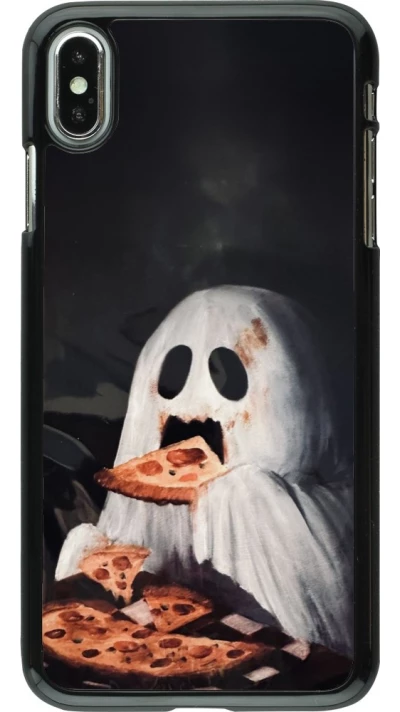 Coque iPhone Xs Max - Halloween 2026 Ghost eating pizza